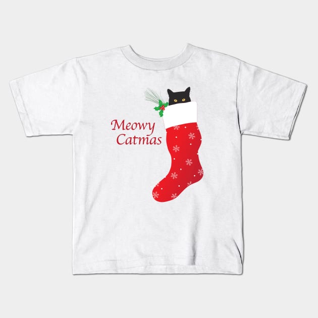 Meowy Catmas Kids T-Shirt by KneppDesigns